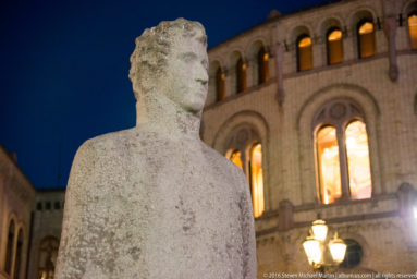 Stortinget (Supreme Legislature) of Norway at night by Steven Michael Martin