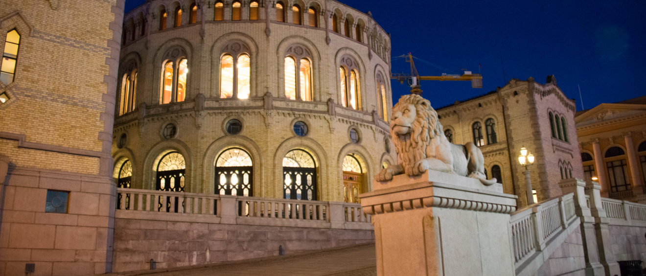 Stortinget (Supreme Legislature) of Norway at night by Steven Michael Martin