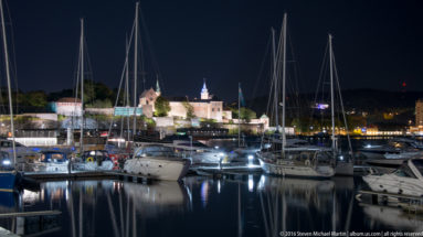 View of Akershus slott og festning (Castle and Fortress) from Aker Brygge Marina by Steven Michael Martin