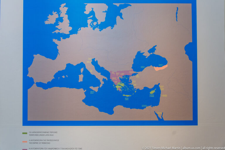 Historical wall map with colored territories concentrated around Greece, Anatolia, the Levant, and Egypt.