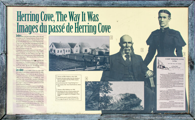 Interpretive panel titled The Way It Was with historic Herring Cove photographs and portraits.