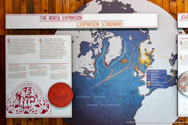 Interpretive map with colored routes showing Scandinavian expansion across Europe and the North Atlantic.