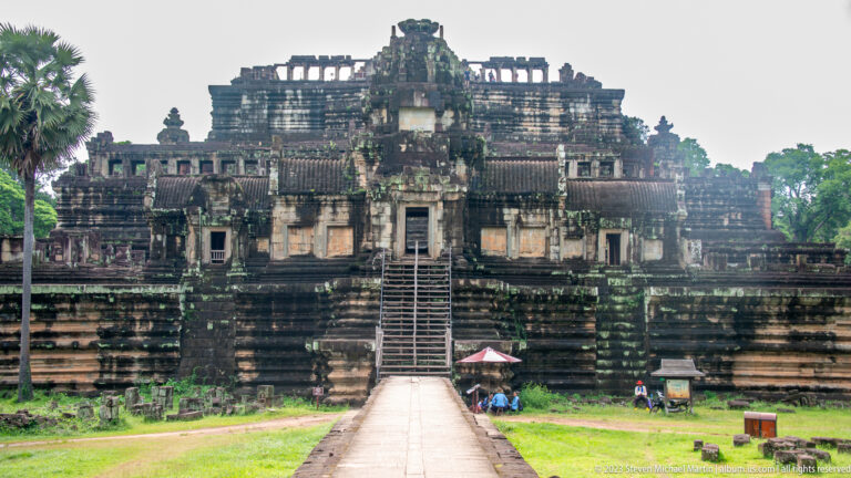 Close frontal view of Baphuon steps and elevated central entrance at Angkor Thom.