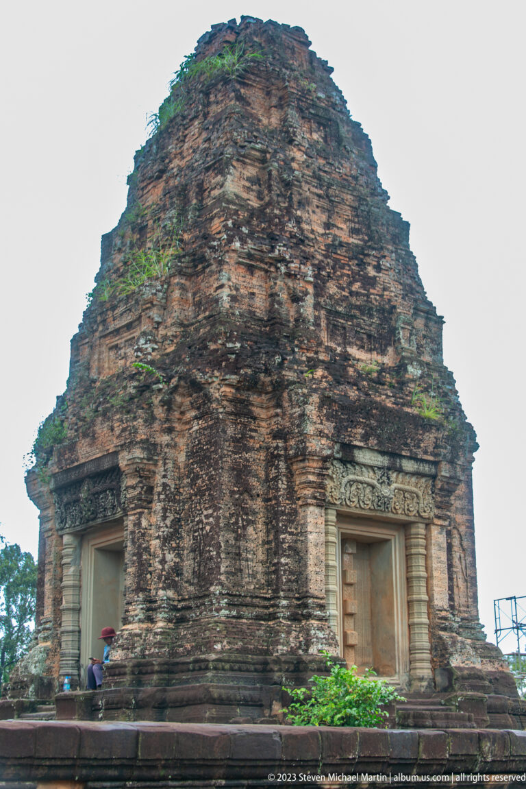 Oblique exterior view of sanctuary at East Mebon.