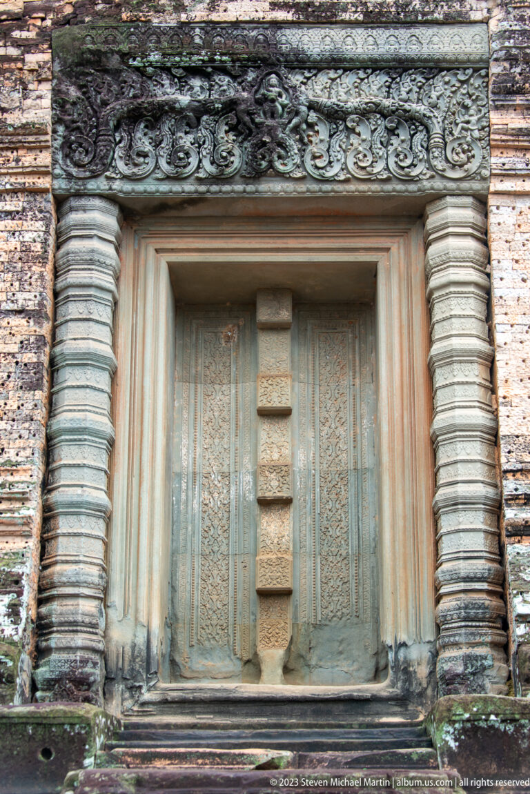 Sandstone doorway with carved pilasters