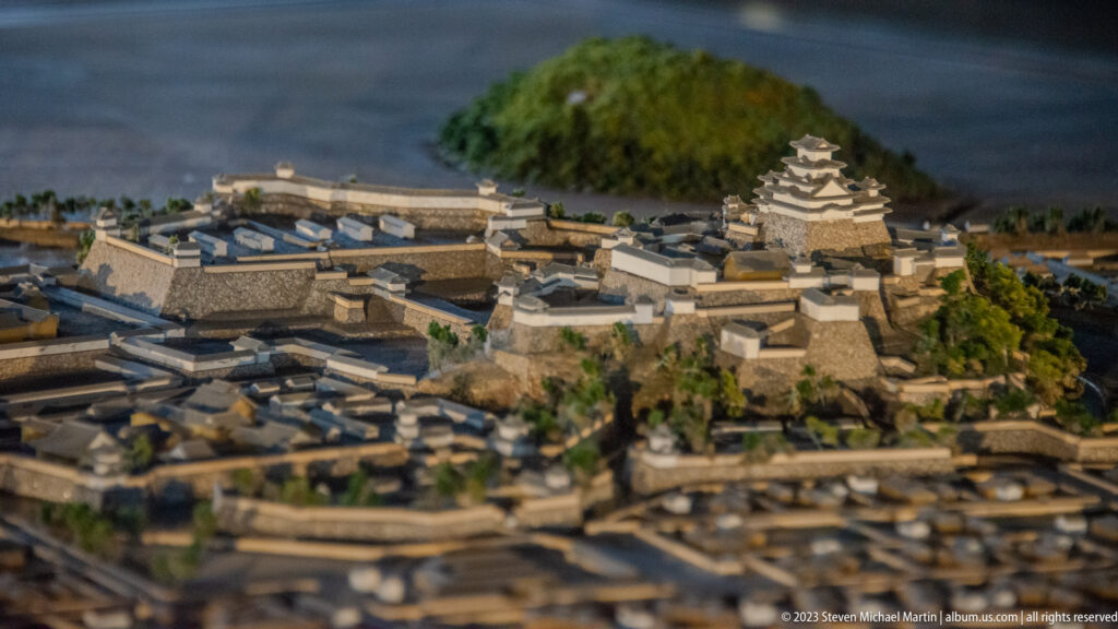 Scale model of Himeji Castle and surrounding grounds.