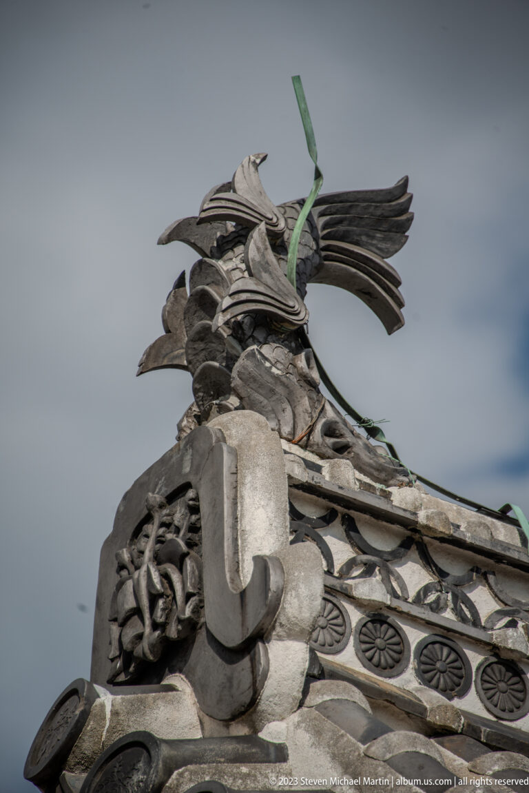 Close-up of a shachihoko roof ornament.