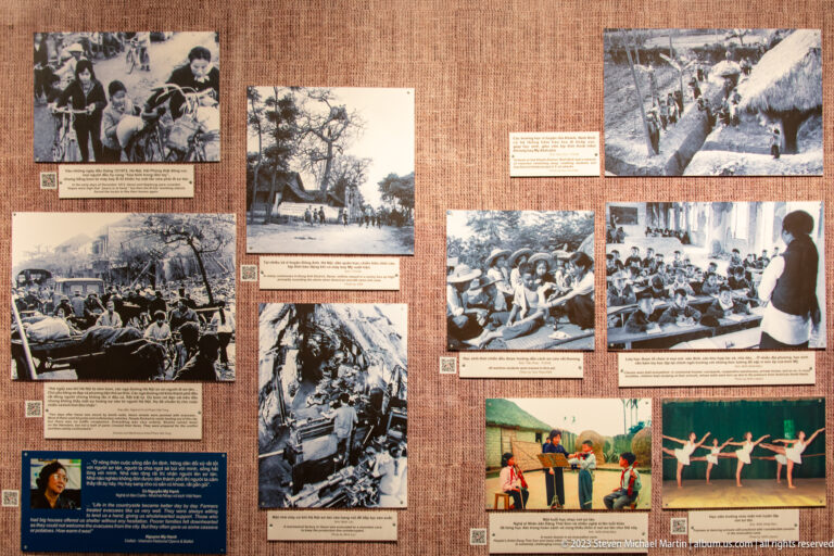 Archival photo collage showing destruction, casualties, shelters, and public response.