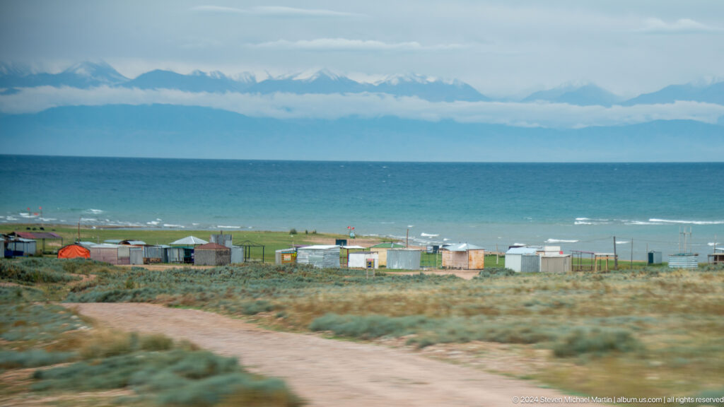 Small settlement beside the blue lake.