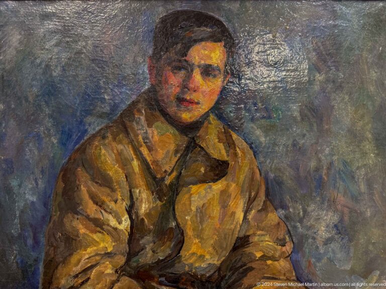 Portrait of young man in brown clothing.