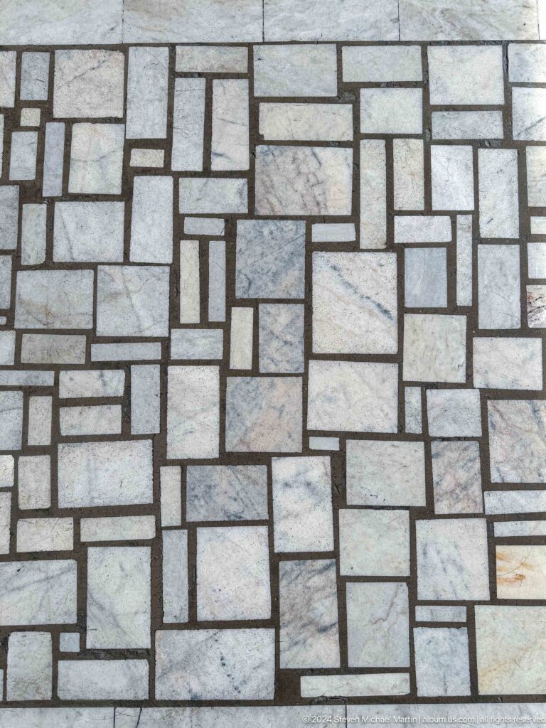 Geometric stone wall cladding.