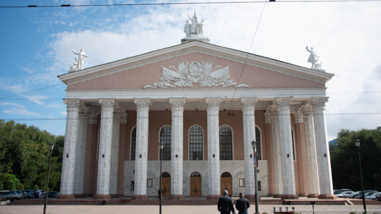 Kyrgyz National Opera and Ballet Theatre by day in Bishkek, Kyrgyzstan.
