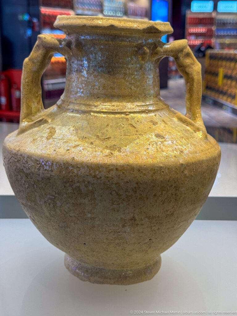 Rounded grey pottery jar in Muscat, Oman.