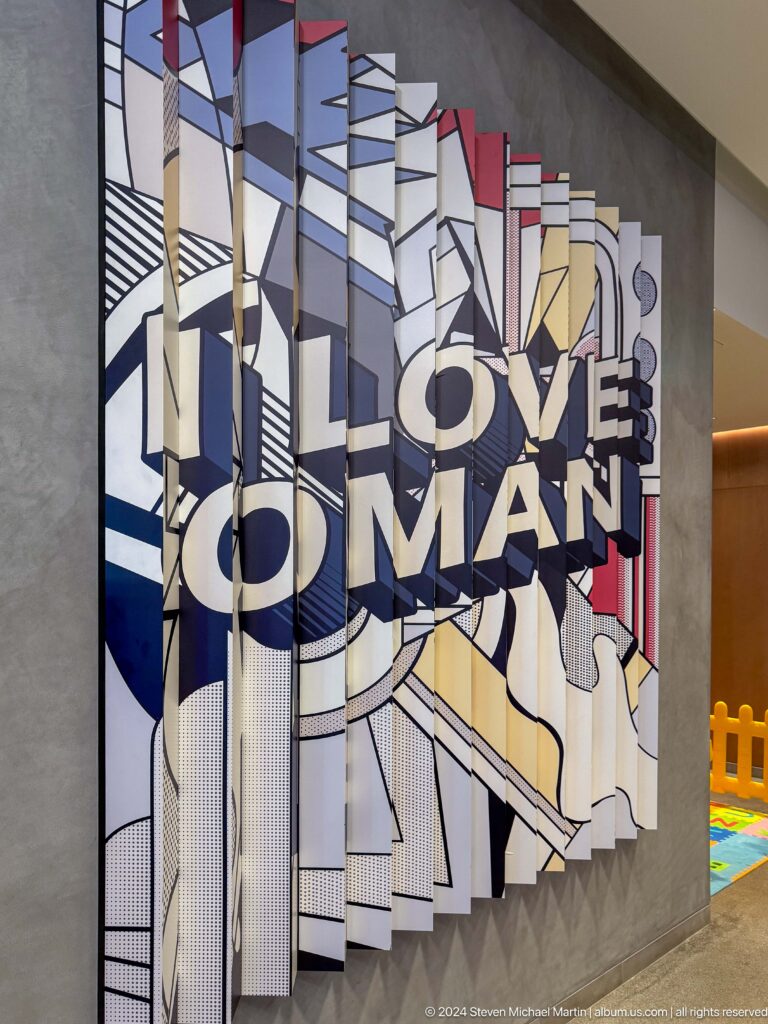 Large illustrated wall reading I LOVE OMAN in Muscat, Oman.