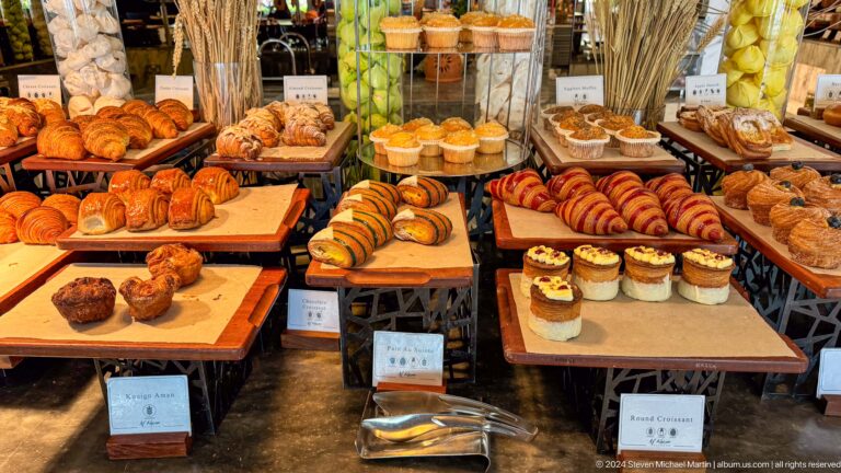 Large pastry buffet with breads and cakes in Muscat, Oman.