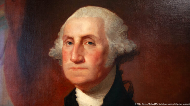 Close crop of george washington portrait at Louvre Abu Dhabi.