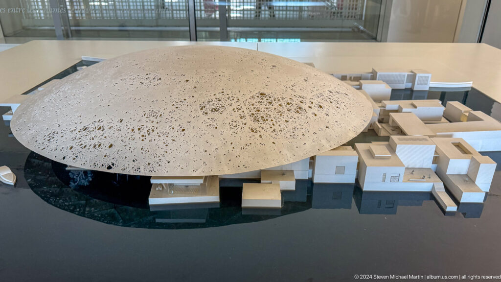 Architectural model of museum dome and galleries at Louvre Abu Dhabi.