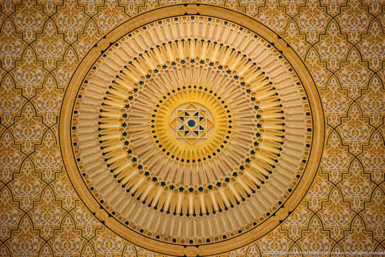 Large radial ceiling rosette in gold.
