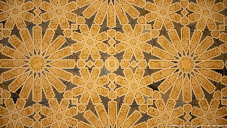 Gold star and rosette mosaic pattern.