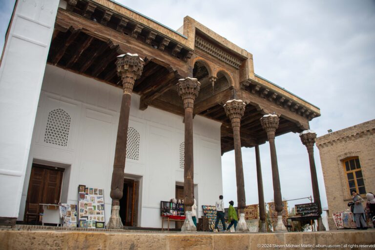 Timber-columned courtyard veranda.