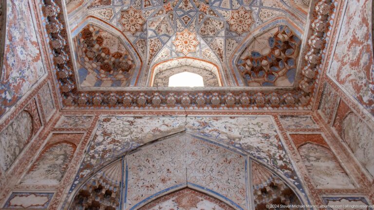 Ornamented ceiling with clerestory window.