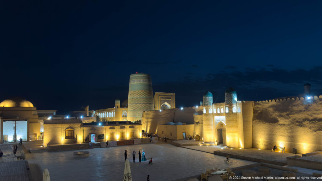 Wide illuminated panorama of itchan kala.