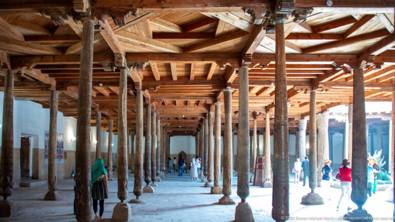 Forest of carved wooden columns in juma mosque.