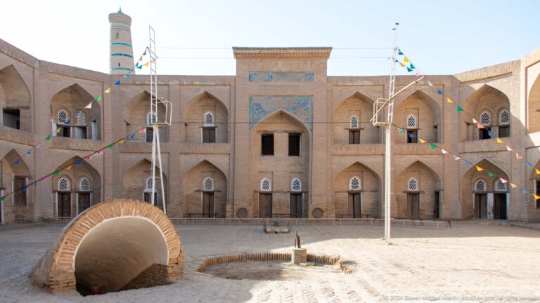 Madrasa courtyard with central domed structure.