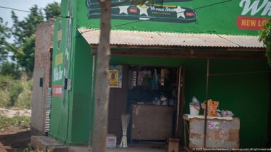 Green Nile Special-branded roadside storefront with an open doorway, corrugated roof, and small display of goods.